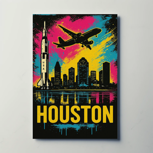 Houston Texas Rocket City Skyline Art Poster