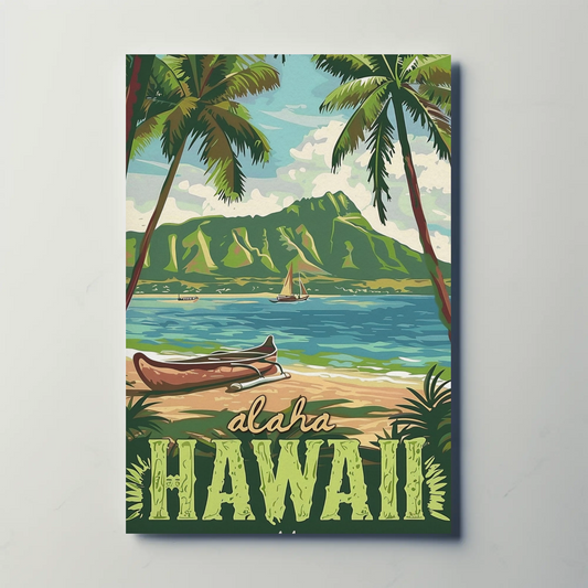 Vintage Poster Aloha Hawaii Beach