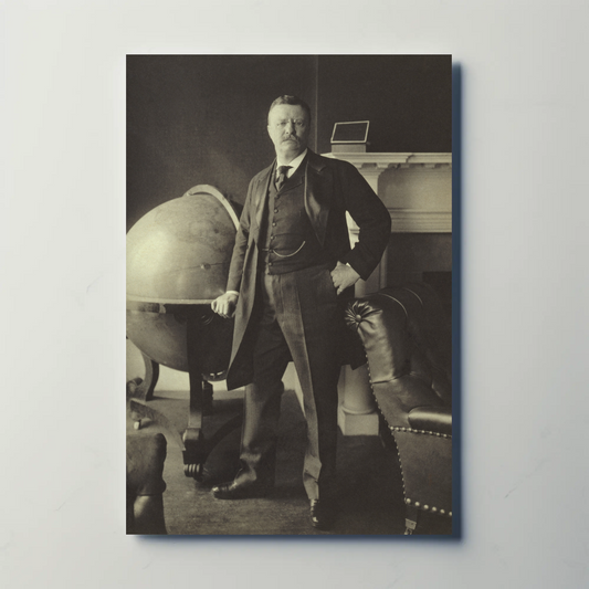 Theodore Roosevelt Library Globe Vintage Poster