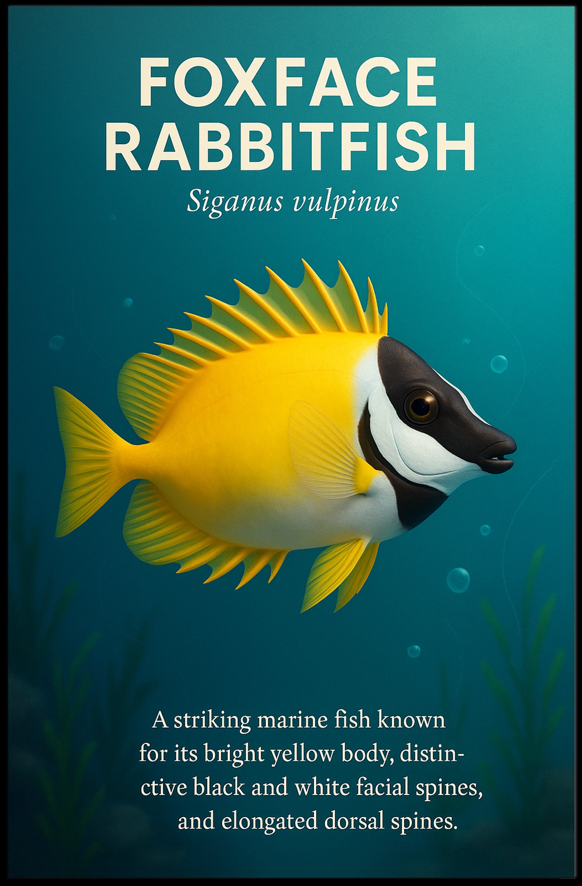 Foxface Rabbitfish Vibrant Illustration Educational or Infographic Poster PosterGoat