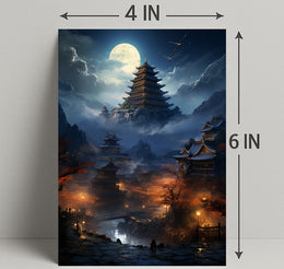 Moonlit Pagoda Serenity Poster