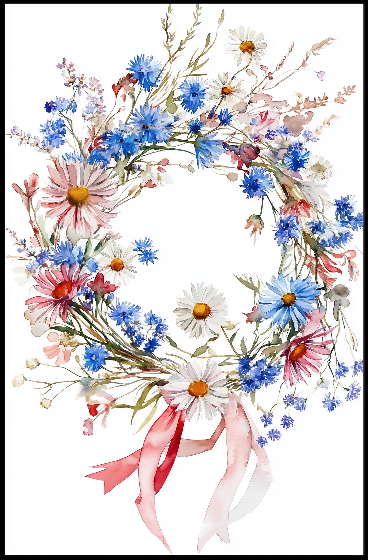Vibrant Wreath Made Of Wildflowers Wall Decor Poster
