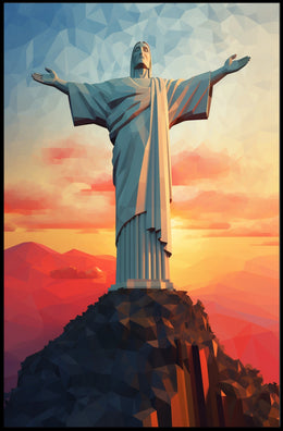 Majestic Sunset Over Christ the Redeemer Travel Poster