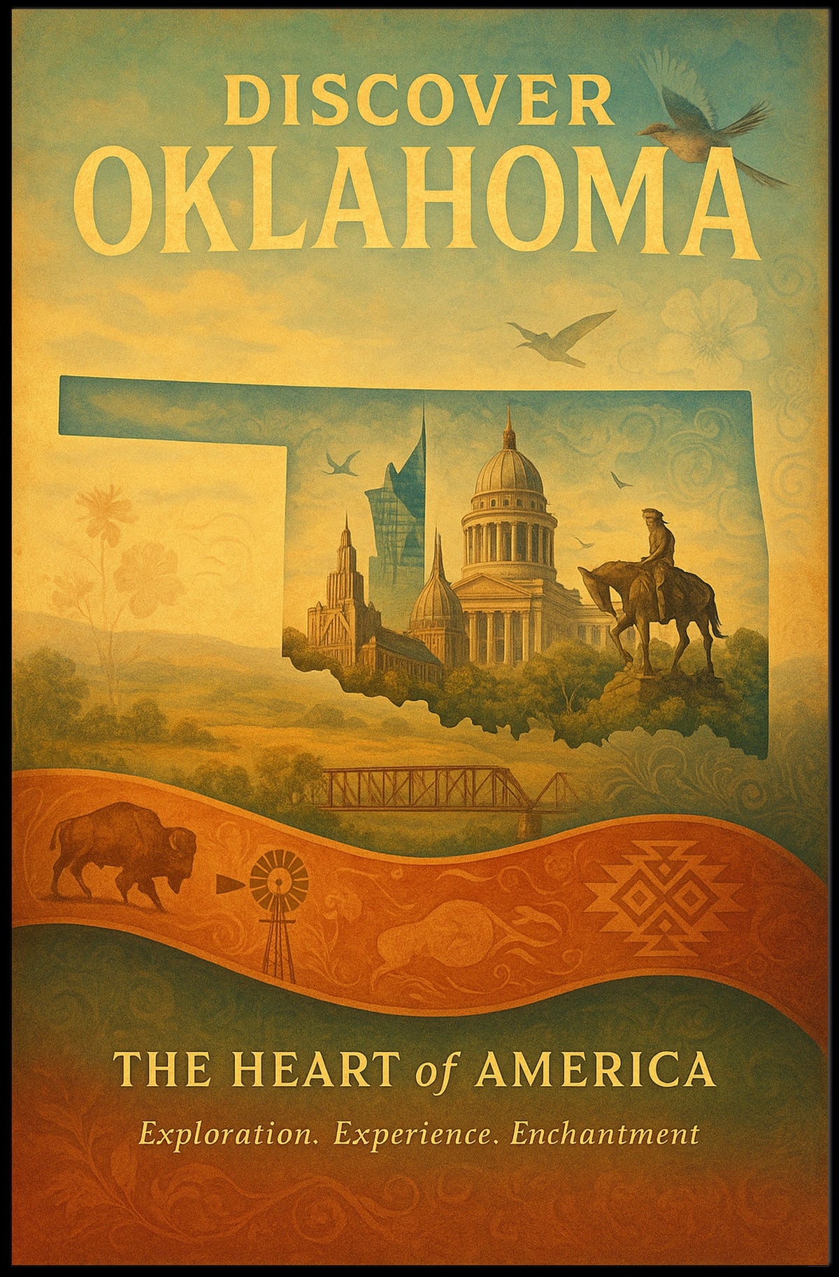 Discover Oklahoma The Heart of America Poster
