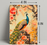 Peacock in Floral Splendor: Artistic Poster