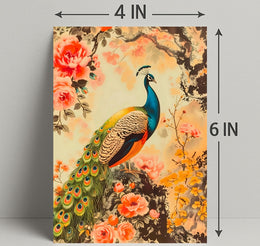 Peacock in Floral Splendor: Artistic Poster