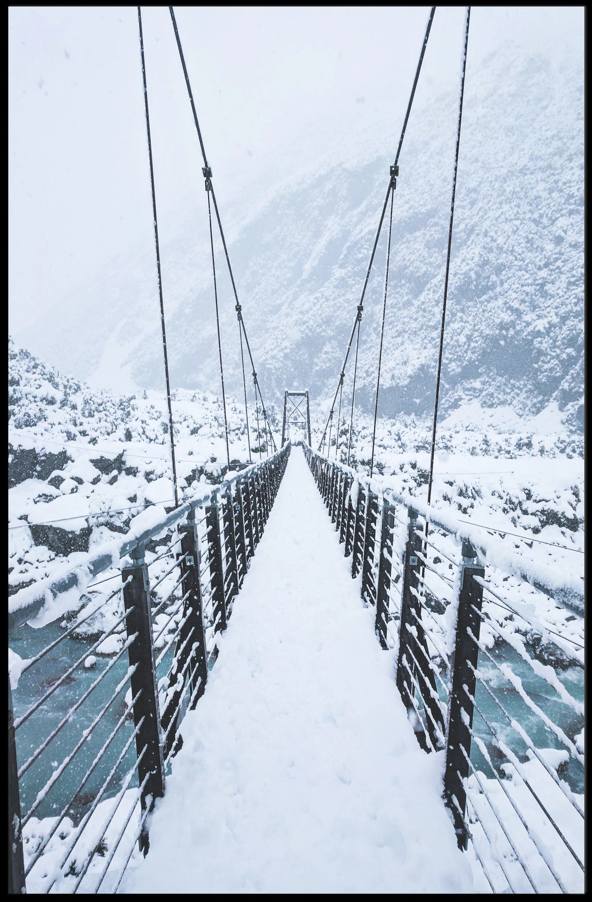 Snow-Covered Bridge in Wintery Landscape National Park Poster