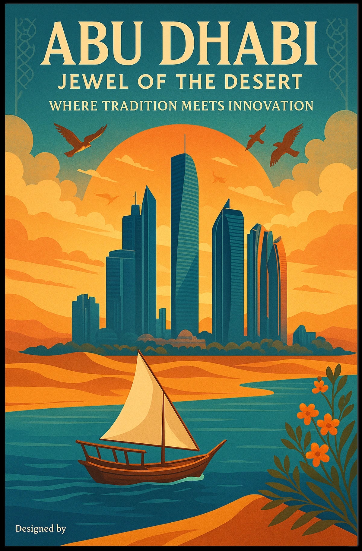 Abu Dhabi Harmony Modern Cityscape Travel Poster