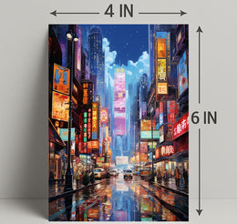 Neon Cityscape At Night Poster