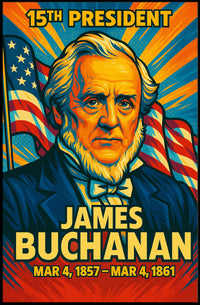 James Buchanan 15th President of the United States Colorful Comic Book Style Poster