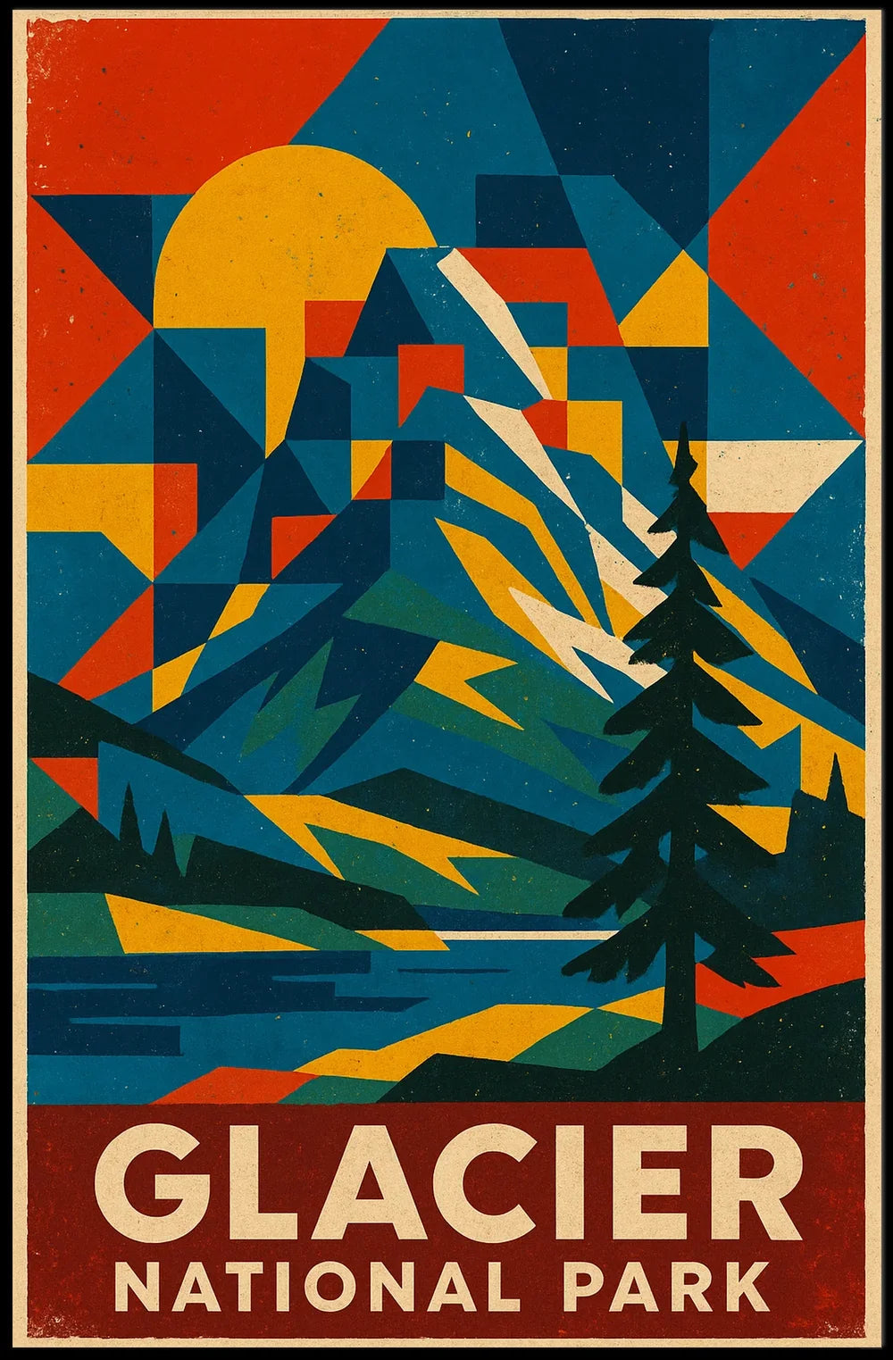 Glacier National Park Commemorative Art Poster