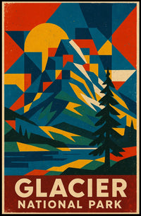 Glacier National Park Commemorative Art Poster