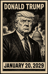 Donald Trump 47th President of the United States B & W Comic Sketch Poster