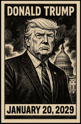 Donald Trump 47th President of the United States B & W Comic Sketch Poster