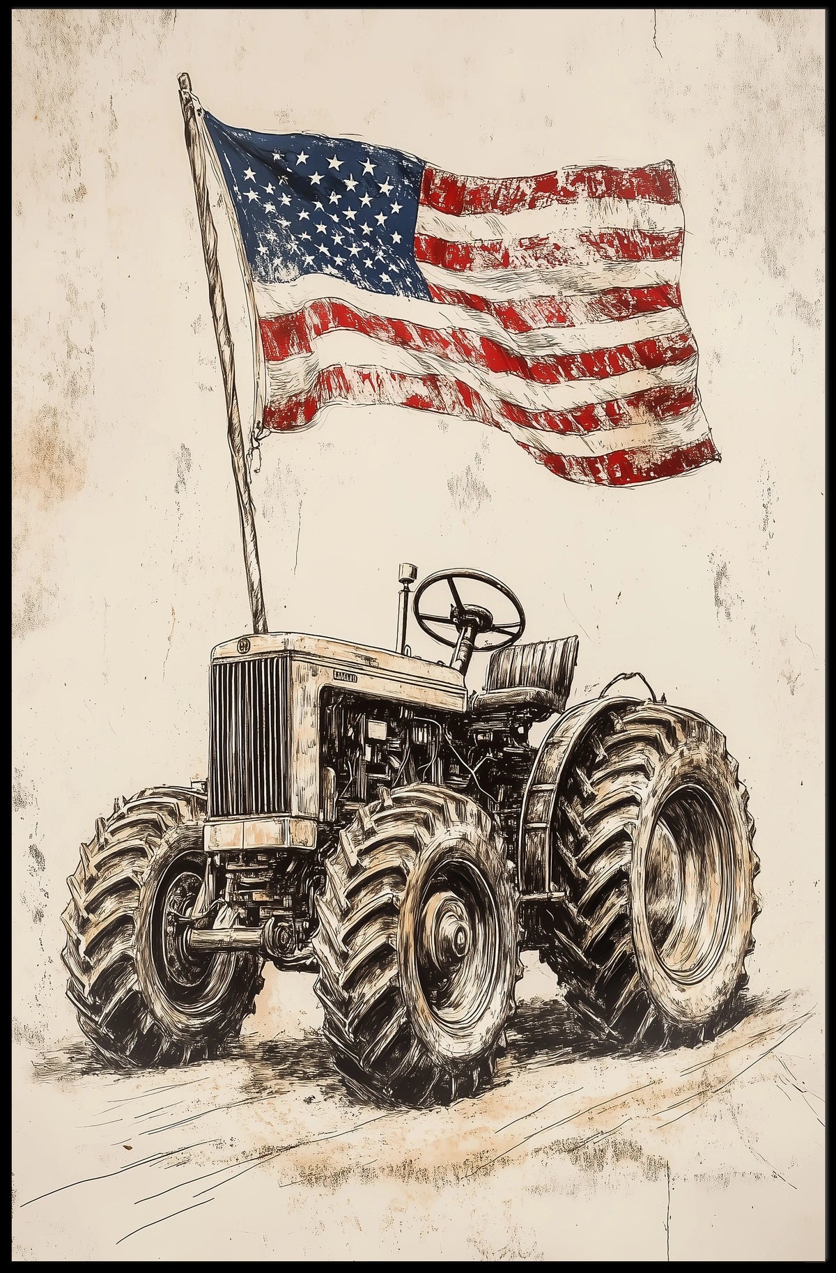 old fashioned farm tractor Poster
