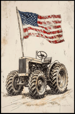 old fashioned farm tractor Poster