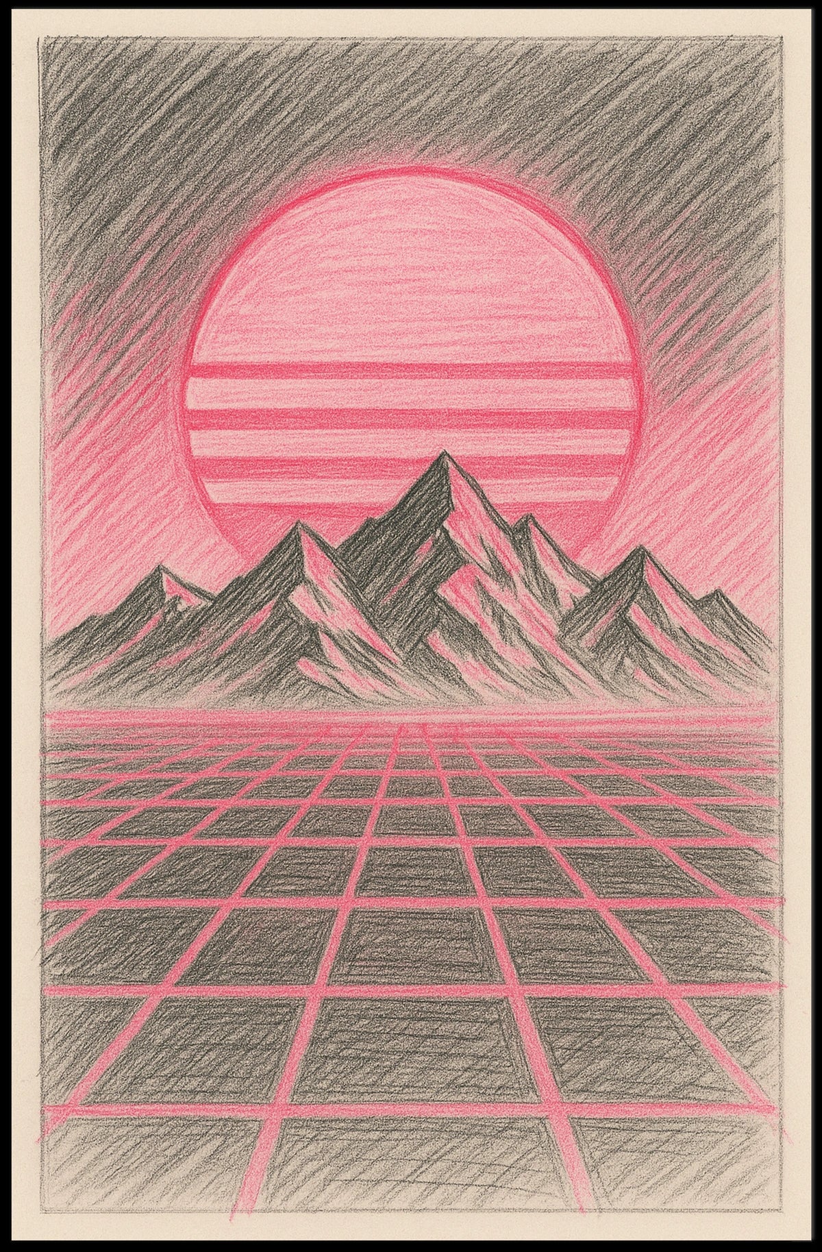 Retro-Futuristic Sci-Fi Landscape: 1980s Past Meets Future, Futuristic Sci-Fi Poster