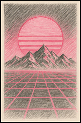 Retro-Futuristic Sci-Fi Landscape: 1980s Past Meets Future, Futuristic Sci-Fi Poster