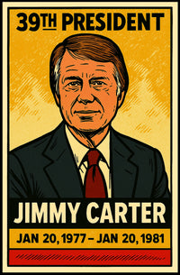 Jimmy Carter 39th President of the United States Inked Comic Style Poster