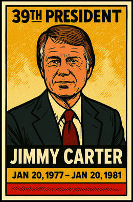 Jimmy Carter 39th President of the United States Inked Comic Style Poster