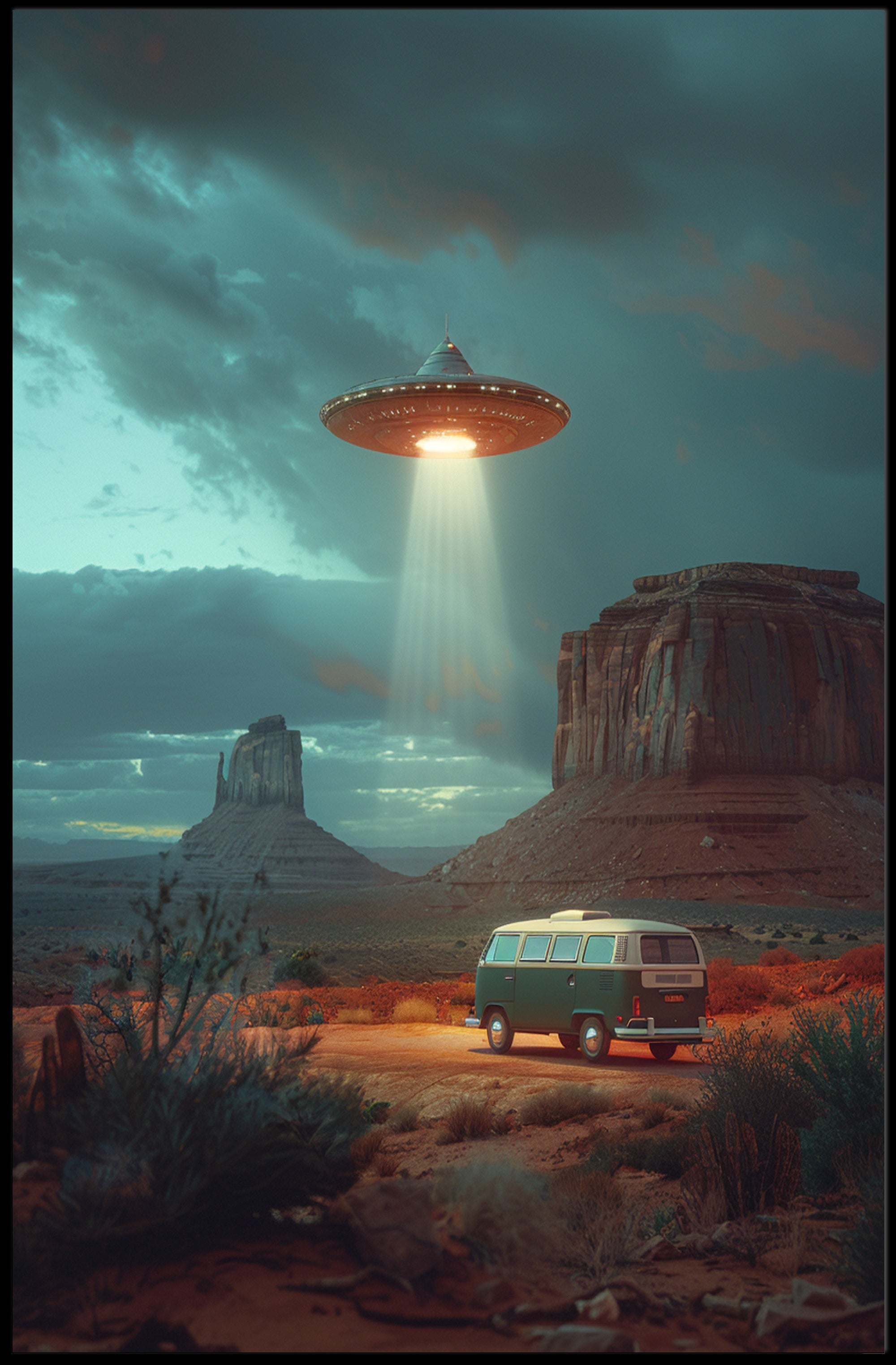 Desert Encounter Art Print Poster for Home Decor and Travel Enthusiasts PosterGoat