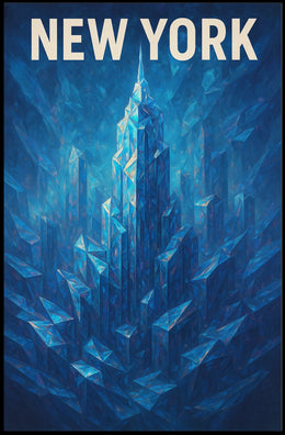 New York Skyline In Blue Poster