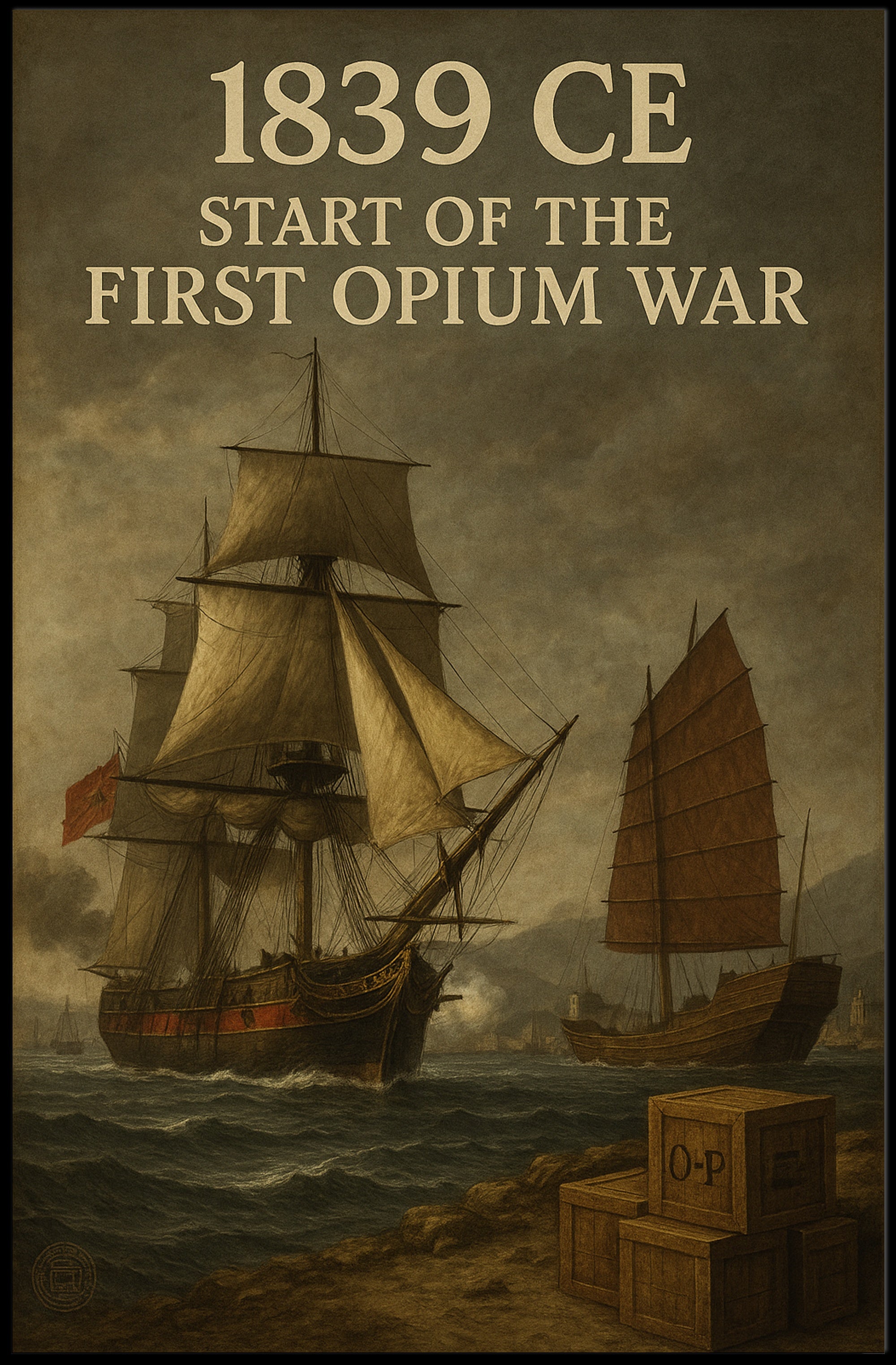 1839 CE First Opium War Historical Poster Print PosterGoat