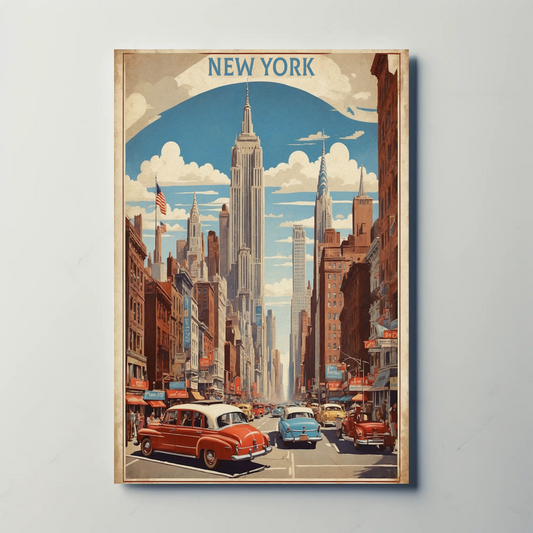 New York City Empire Street View Vintage Travel Poster