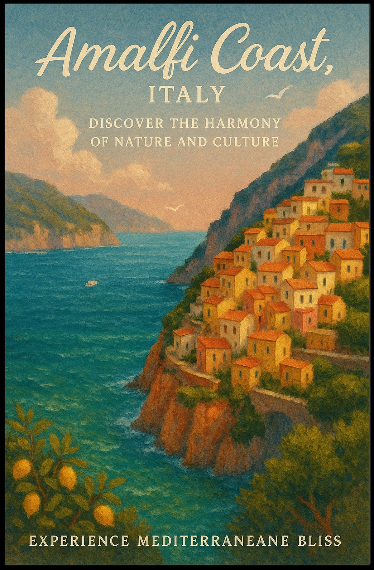 Amalfi Coast Vintage Travel Poster Art Print
