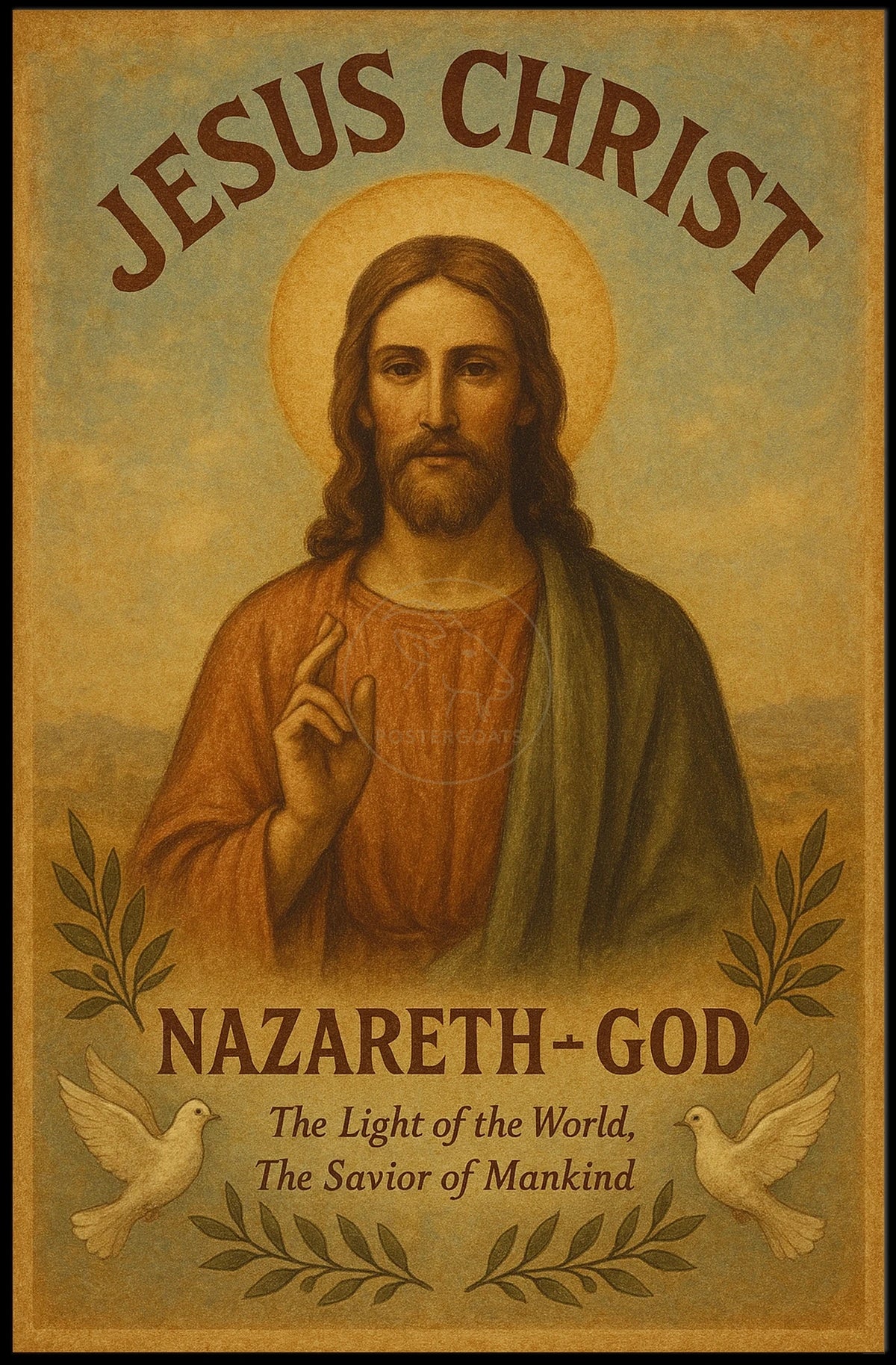 Jesus Christ Vintage Religious Poster - Cultural or Heritage Poster