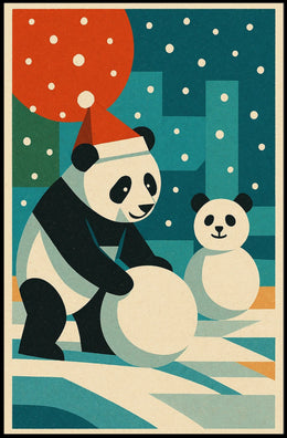Festive Pandas in Winter Wonderland Poster