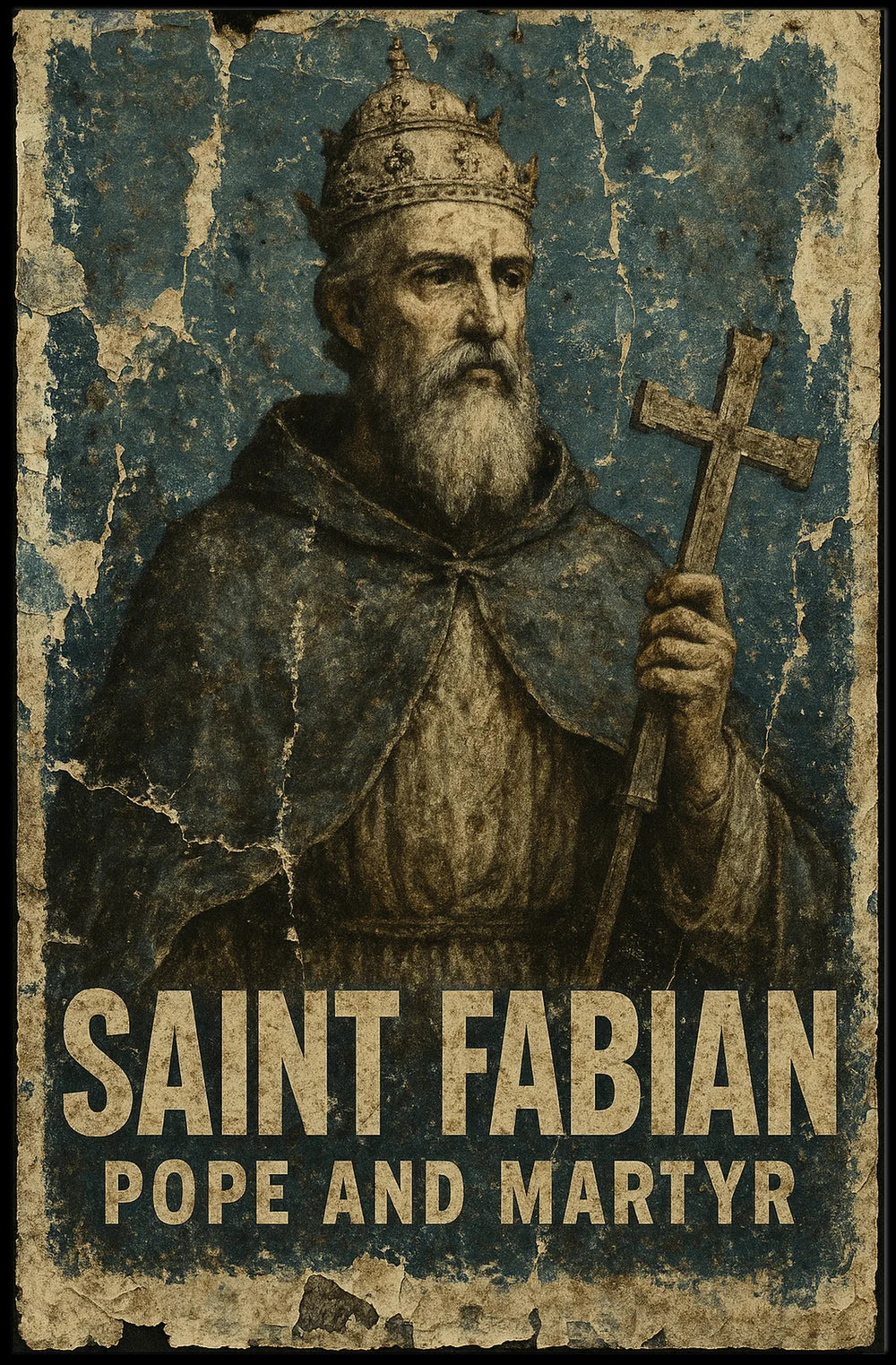 Saint Fabian Vintage Religious Art Poster - Cultural or Heritage Poster