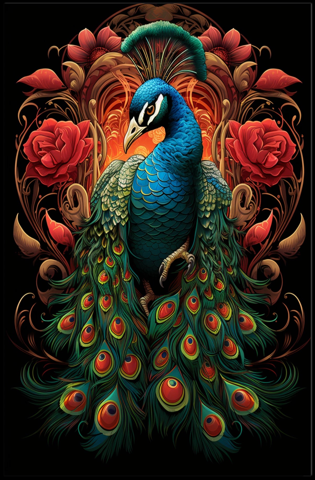Majestic Peacock In Bloom Poster