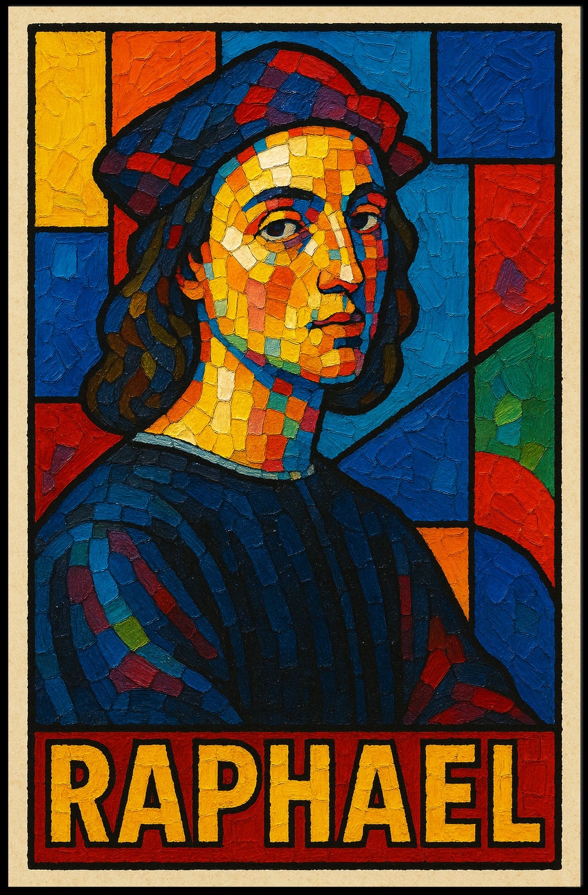 Raphael Mosaic Portrait Poster