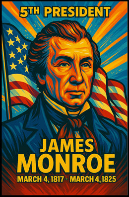 James Monroe 5th President of the United States Colorful Comic Book Style Poster
