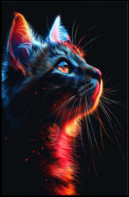 Neon Cat Portrait Poster
