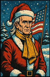 Santa Claus In Patriotic Winter Poster