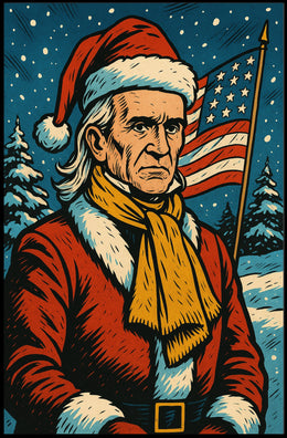 Santa Claus In Patriotic Winter Poster