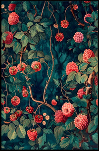 Vibrant Red Floral Scene Artistic Poster