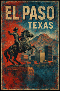 El Paso Texas Vibrant Borderland Travel Poster