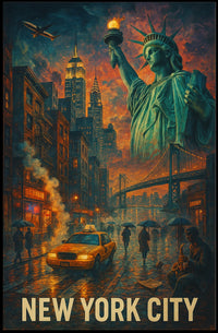 New York City Urban Nightscape Poster