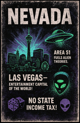 Nevada Alien Theories & Las Vegas Retro Travel Poster