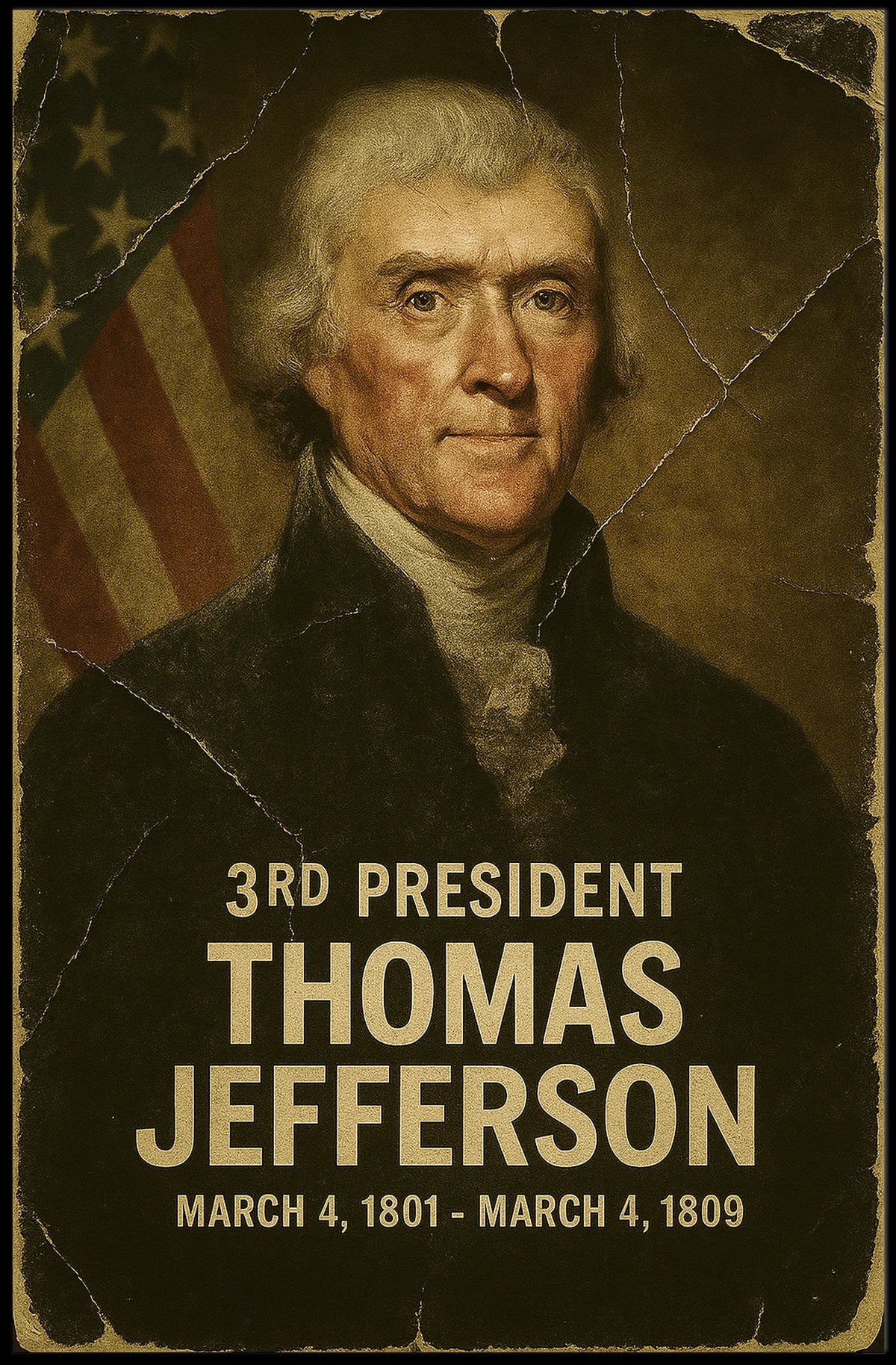 Thomas Jefferson 3rd President of the United States Damaged Photograph Poster