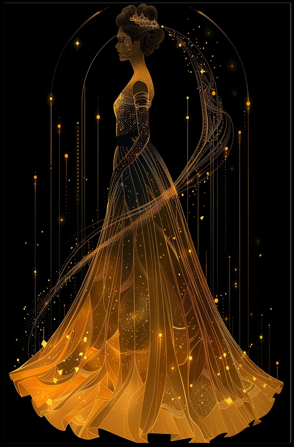 Golden Gown Celestial Woman Fantasy Art Poster