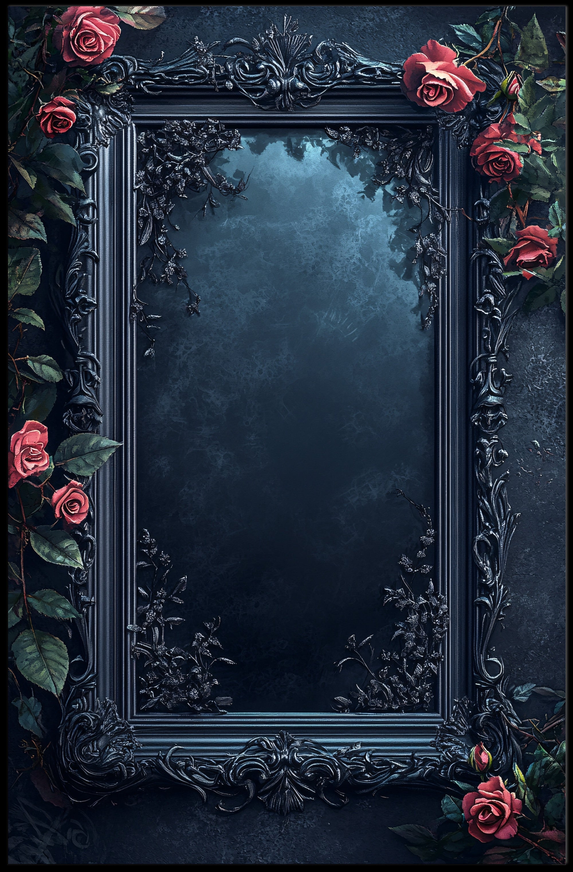 Enchanted Mirror With Roses Poster