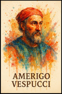 Amerigo Vespucci Watercolor Portrait Poster Art