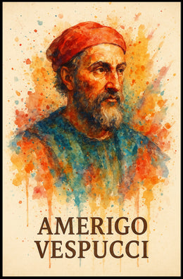 Amerigo Vespucci Watercolor Portrait Poster Art