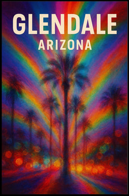 Glendale Arizona Palm Vibrant Digital Painting Poster