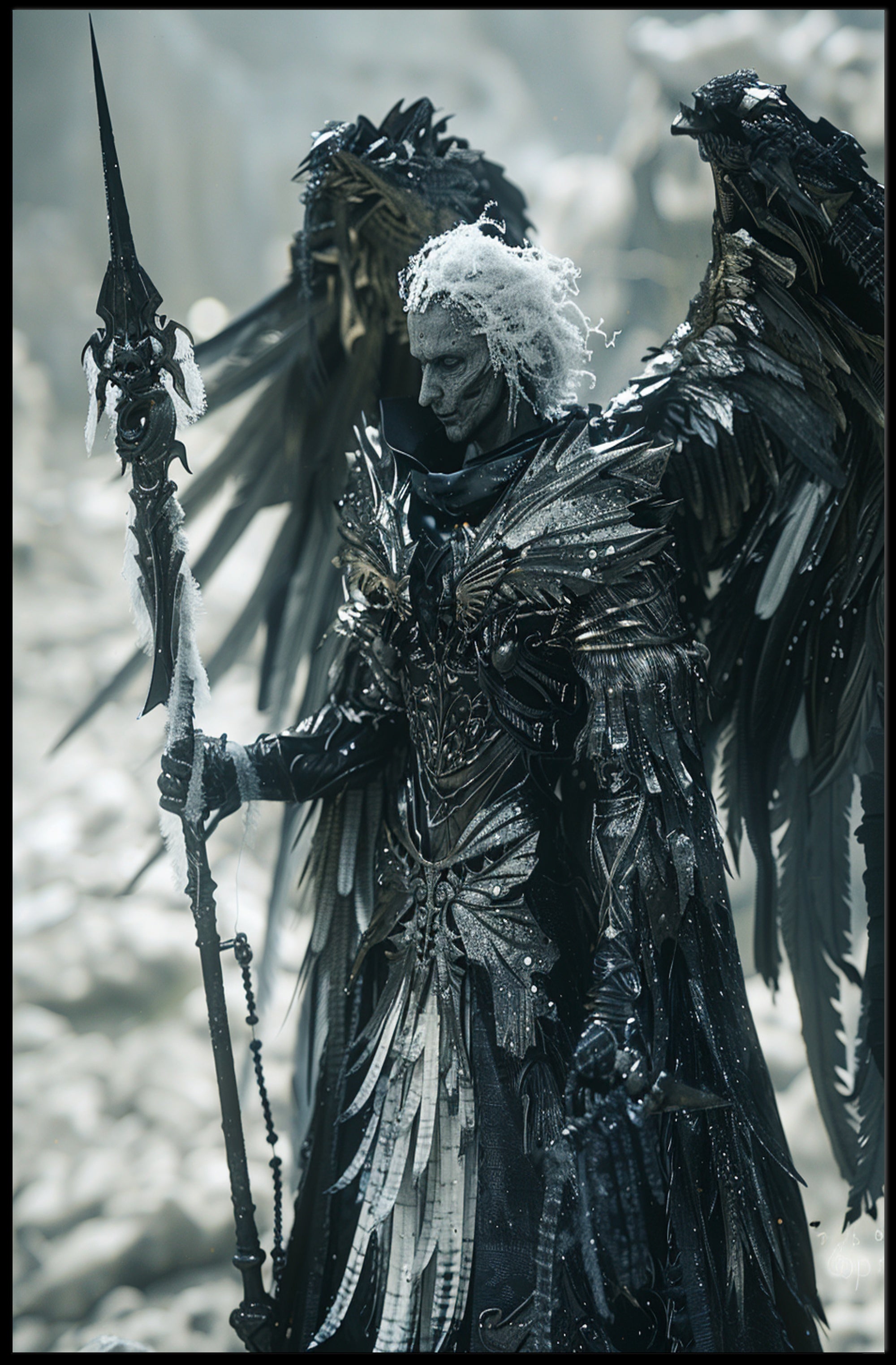 Mystical Warrior: Winged Guardian in Fantasy Poster PosterGoat