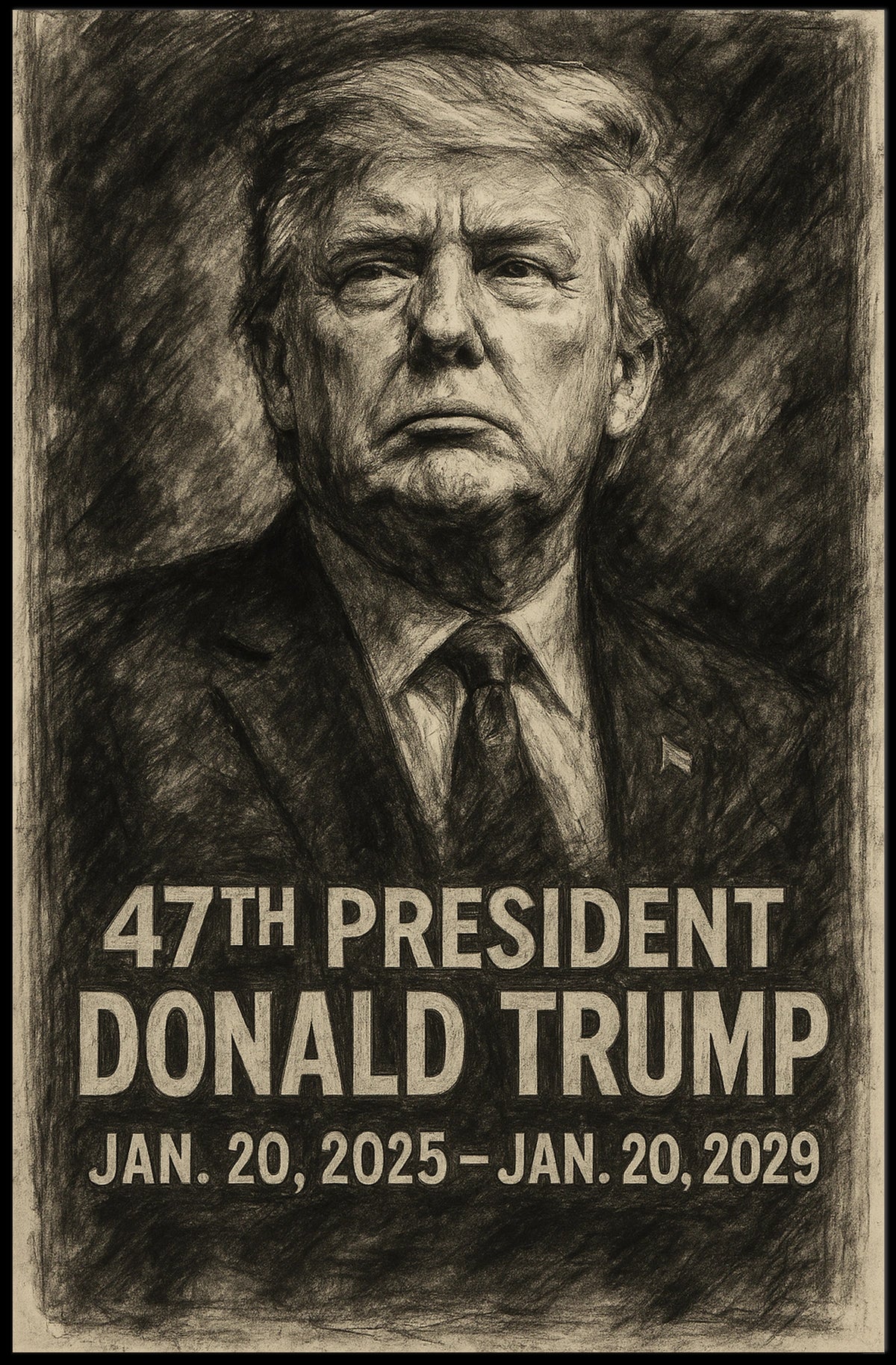 Trump Visionary Patriotic Charcoal Poster